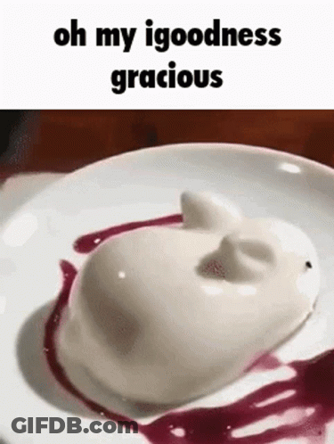 White Plate With Cat Face Dessert GIF