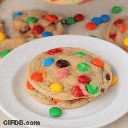 White Plate With Cookie And M&Ms GIF