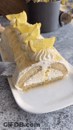 White Plate With Lemon Cake GIF