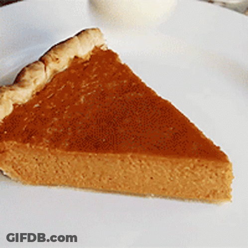 White Plate With Pumpkin Pie Slice GIF