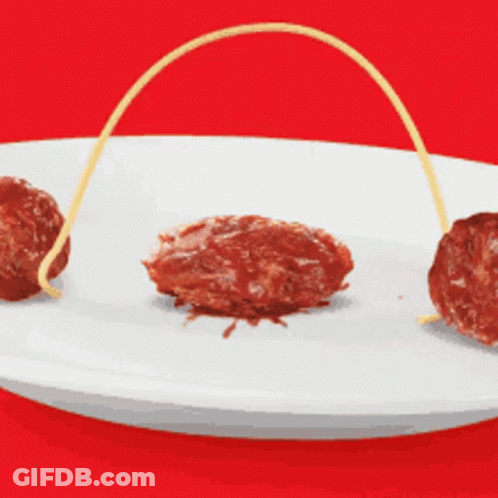 White Plate With Three Meatballs And Spaghetti GIF