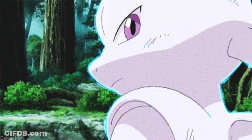 White Pokemon With Purple Eyes In Forest GIF
