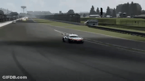 White Race Car Driving GIF