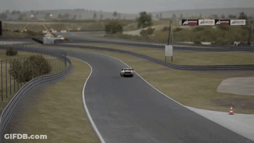 White Race Car Number 7 GIF