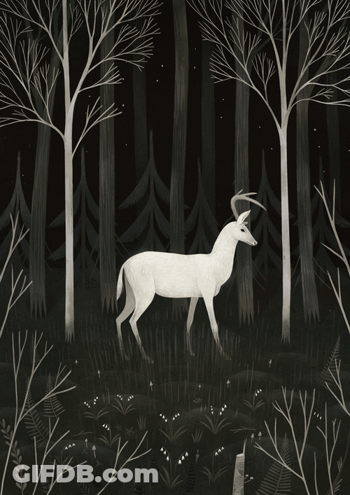 White Reindeer Caught Night Vision GIF
