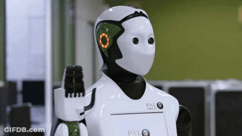 White Robot With Palo Word GIF
