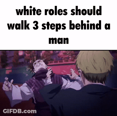 White Roles Walk Three Steps Behind Man GIF