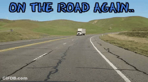 White Semi Truck Driving GIF