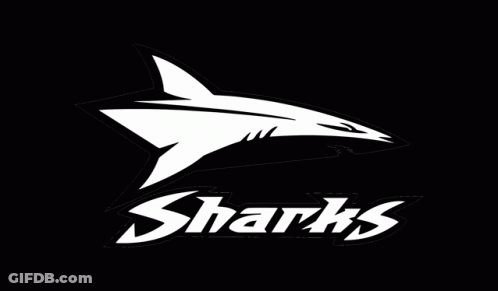 White Shark With Sharks Text GIF