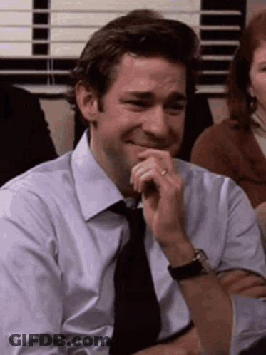 White Shirt Black Tie Man Laughing Hand On Chin GIF