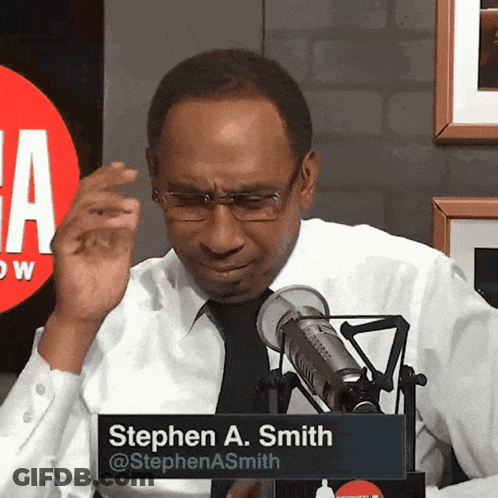 White Shirt Black Tie Man Stephen A. Smith Microphone GIF
