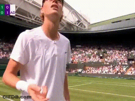 White Shirt Man Tennis Court Scoreboard 1-0-1 Ad GIF