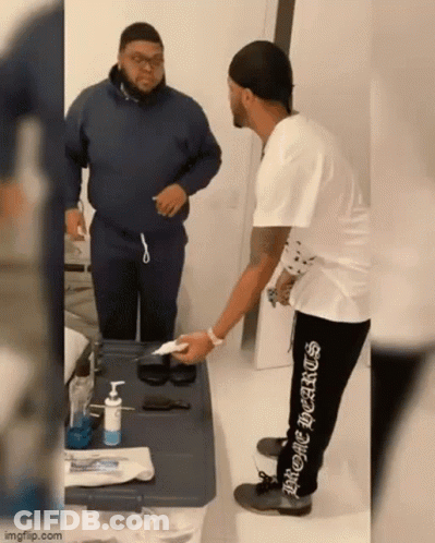 White Shirt Man With Chrome Hearts Pants And Blue Hoodie Man GIF