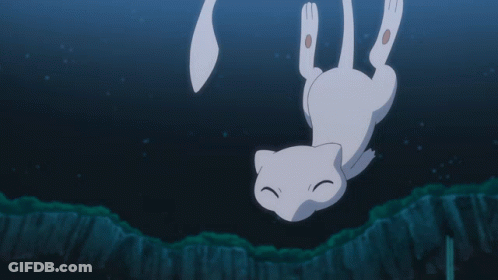 White Smiling Cartoon Cat With Long Tail In Dark GIF
