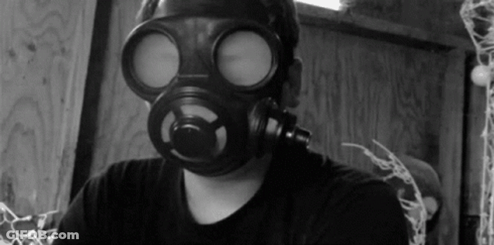 White Smoke Exit Gas Mask GIF