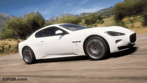 White Sports Car Driving GIF