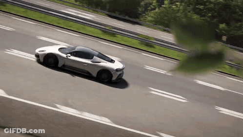 White Sports Car Driving On Highway GIF