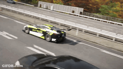 White Sports Car Driving On Road GIF