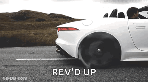 White Sports Car Rev'd Up GIF