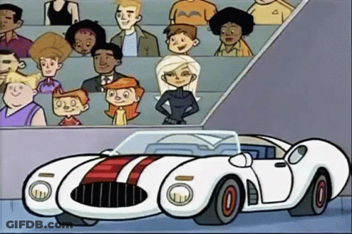 White Sports Car With Red Stripe GIF