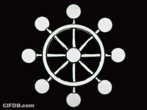 White Steering Wheel With Green Circles GIF