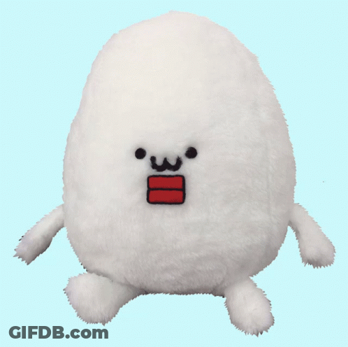 White Stuffed Animal With Red And Black Face GIF