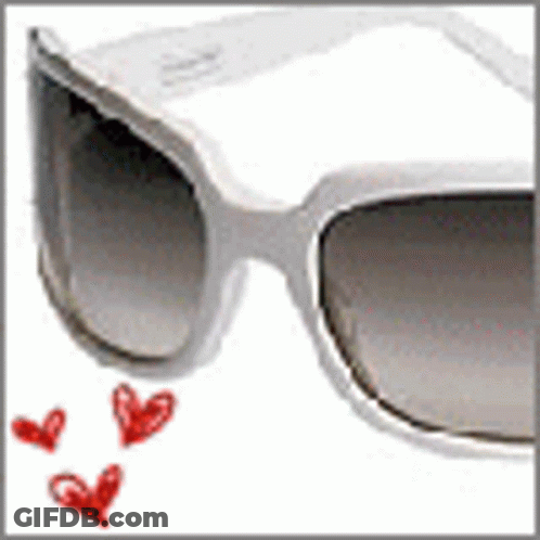 White Sunglasses With Red Hearts GIF
