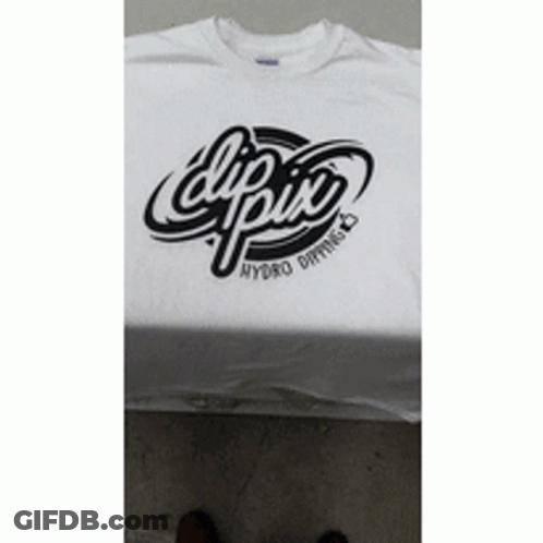 White T-Shirt With Black Hydro Drying Logo GIF
