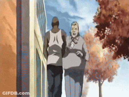White Tank Top 8 Man Walking With Another GIF