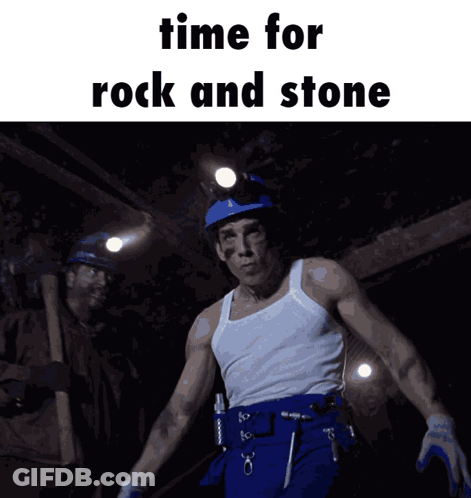White Tank Top Man Walking Time For Rock And Stone GIF