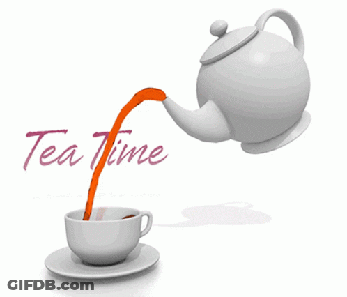 White Teapot Pouring Tea Into Cup Tea Time GIF