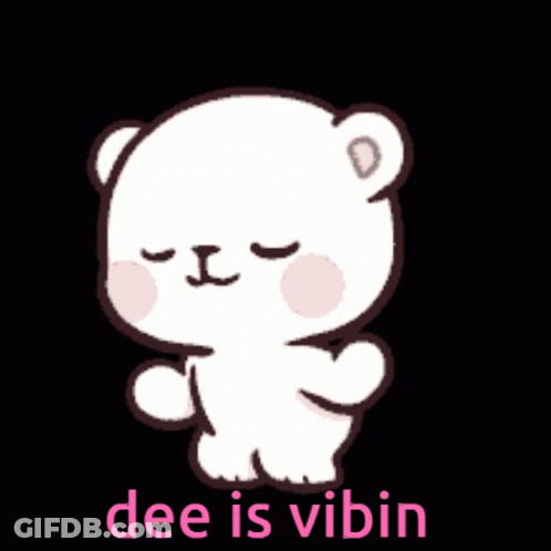 White Teddy Bear Eyes Closed Dee Is Vibin GIF