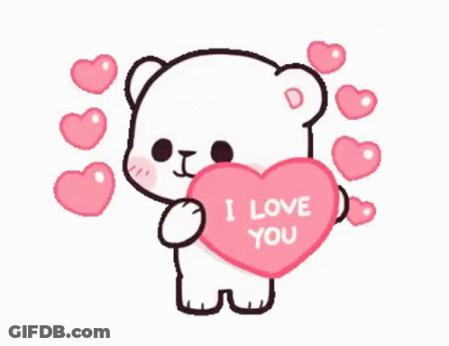 White Teddy Bear Holding I Love You Heart GIF