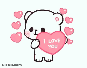 White Teddy Bear Holding Pink Heart Saying I Love You GIF