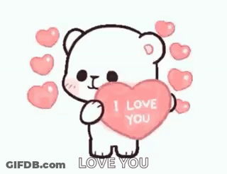 White Teddy Bear Holding Pink Heart Saying I Love You GIF