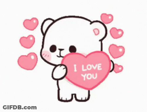 White Teddy Bear Holding Pink I Love You Heart GIF