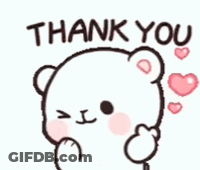 White Teddy Bear Saying Thank You With Pink Hearts GIF