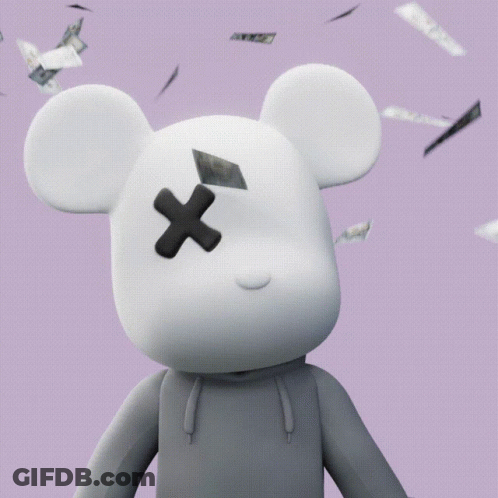 White Teddy Bear With Black Cross GIF