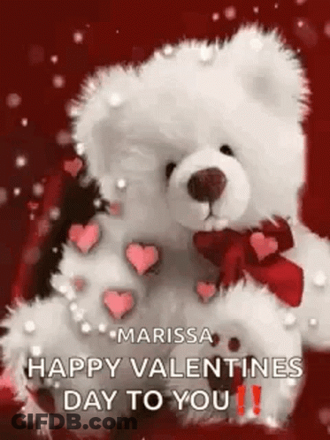 White Teddy Bear With Red Bow GIF