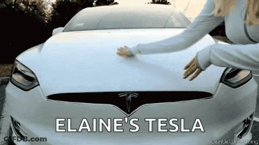 White Tesla Model X Elaine's Tesla GIF