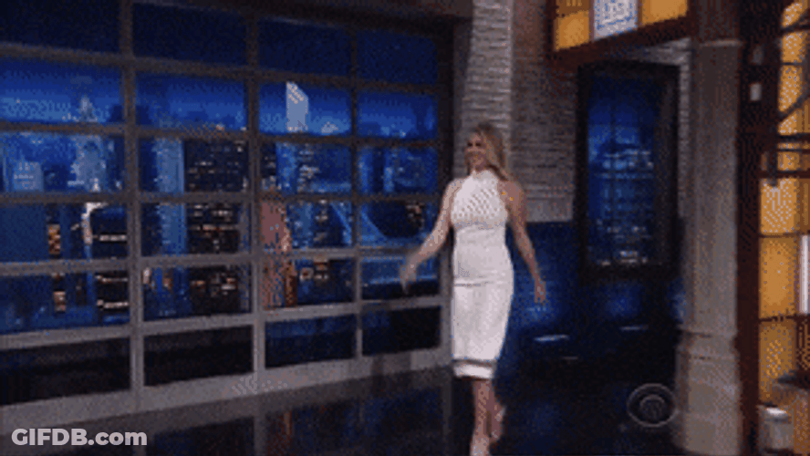 White Tight Happy Lady Tonight Talk Show GIF