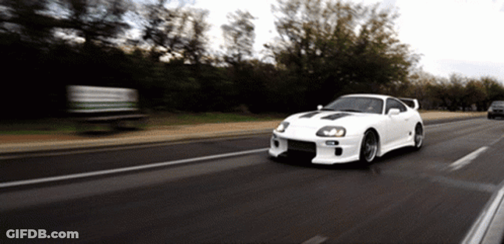 White Toyota Supra Overspeeding GIF