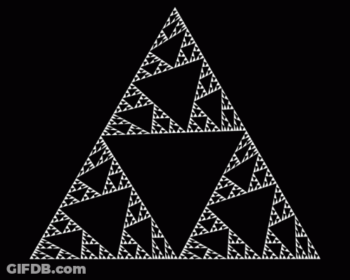 White Triangle On Black Background With Smaller Triangles GIF