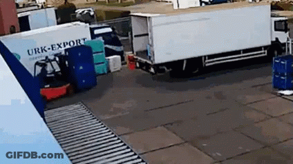 White Truck Urk-Export Parked In Lot GIF