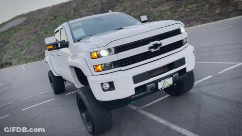 White Truck With Arizona License Plate Parked GIF