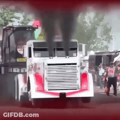 White Truck With Word Iron GIF