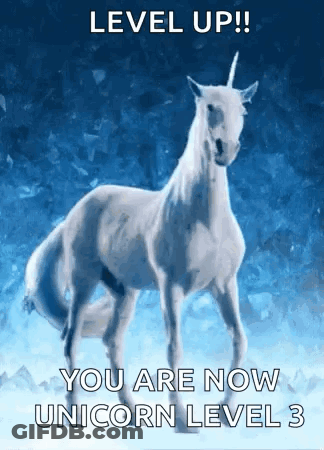 White Unicorn Snow Level Up Unicorn Level 3 GIF
