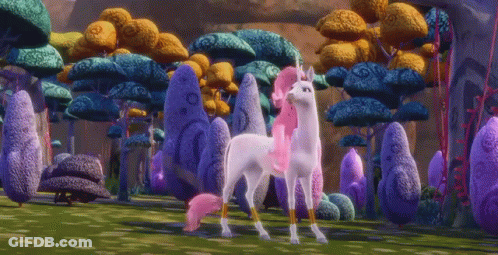 White Unicorn With Pink Mane And Tail GIF