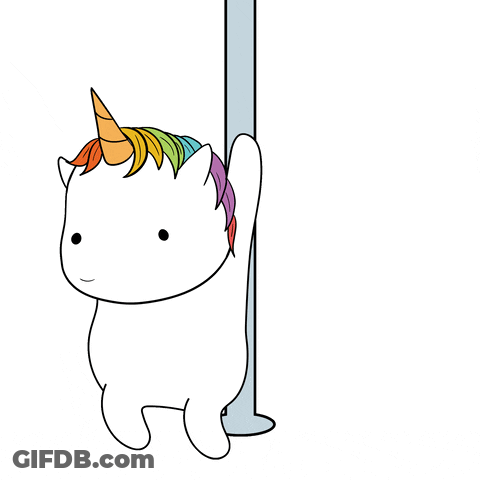 White Unicorn With Rainbow Mane And Horn GIF