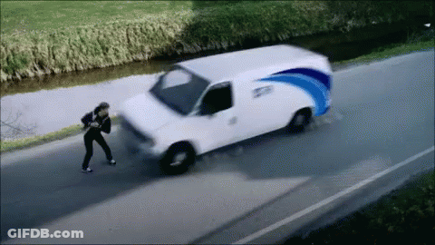 White Van With Blue Stripe GIF